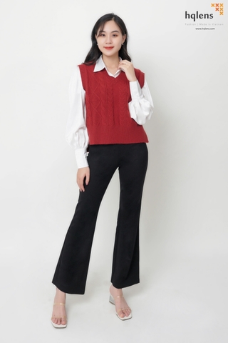 hqlens Áo len gile vặn thừng tà cao thấp H2337