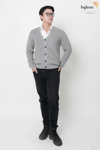 hqlens Áo len cadigan nam trơn N2311