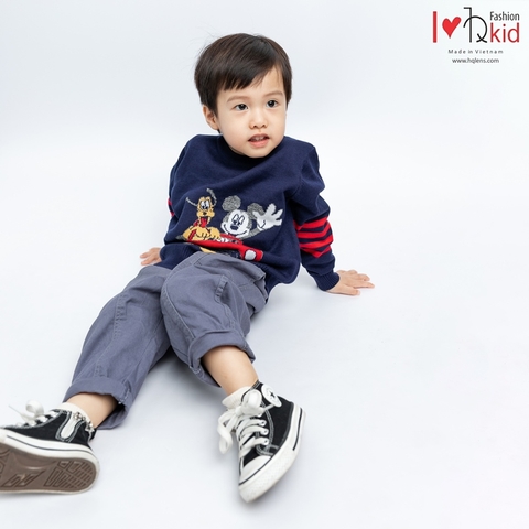 TN2110 Áo len bé trai dài tay cổ tròn, kẻ tay