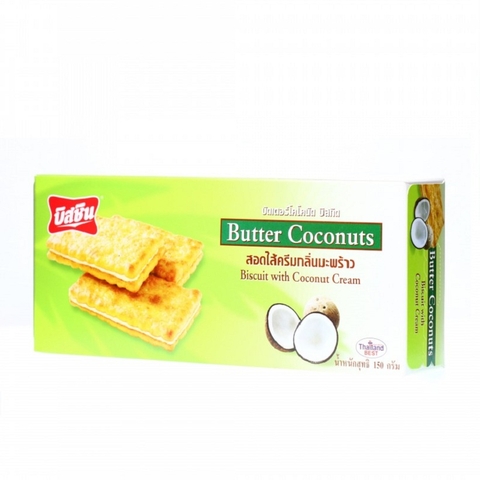 Bánh quy dừa kem dừa, Butter Coconuts Coco-Bissin Thái Lan, hộp (150g),