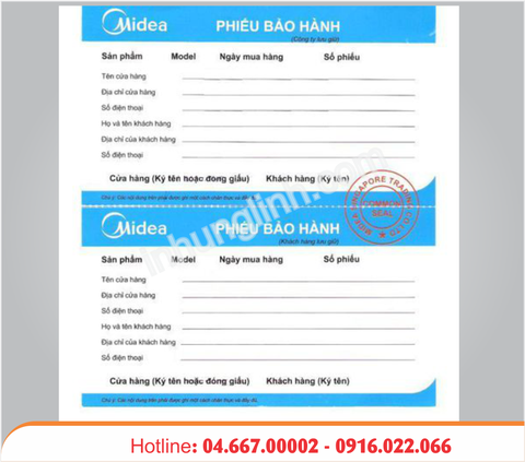 Mẫu phiếu bảo hành 05
