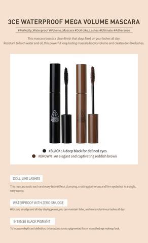 WATERPROOF MEGA VOLUME MASCARA - BROWN