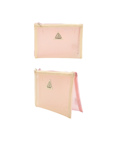 3CE DOUBLE MESH POUCH #BEIGE PINK