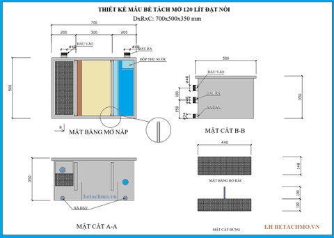 Cách thiết kế bể tách mỡ đơn giản, đáp ứng các quy định cơ bản nhất, sử dụng nhiều nhất