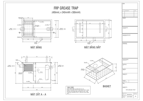 Bộ bản vẽ thiết kế bể tách dầu mỡ- thùng bẫy mỡ theo TCVN đẹp nhất
