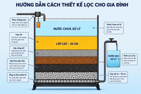 Hướng dẫn cách làm bộ lọc nước giếng khoan tại nhà đơn giản, chủ động  cho mọi gia đình