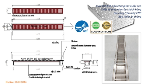 Hộp tách rác, mỡ, ghi thoát sàn cho nhà hàng và bếp ăn công nghiệp - Mẫu thiết kế