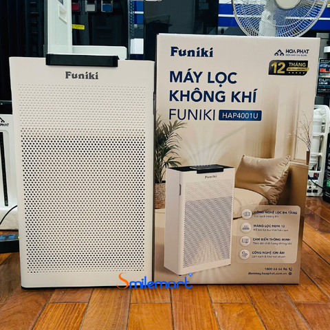 Máy lọc không khí Funiki HAP4001U diện tích lọc 40 m2, diệt khuẩn UV, 4 chế độ quạt , bảo hành 24 tháng
