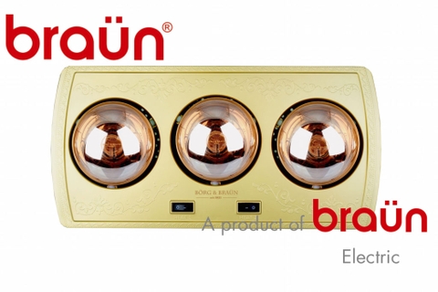 Đèn sưởi nhà tắm Borg Braun BU3 (3 bóng vàng)