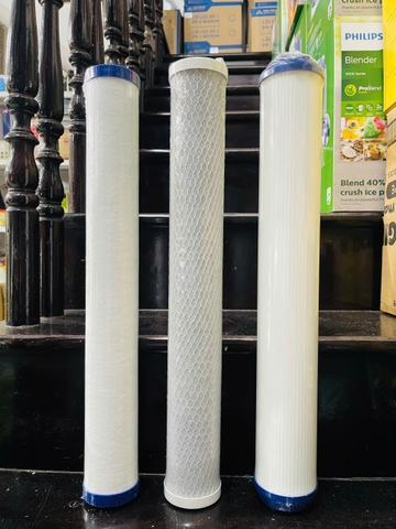 Bộ 3 lõi lọc thô 20inch máy lọc nước bán công nghiệp Hòa Phát HPT725 - Lọc sạch cặn bẩn, khử mùi, bảo vệ hệ thống RO