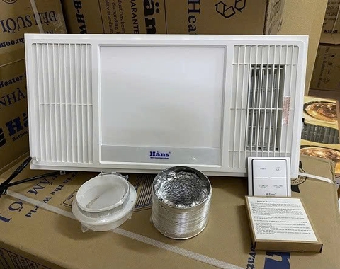 Quạt Âm Trần Đa Năng Hans HA2 4 trong 1 (Sưởi ấm, thổi gió mát, thông gió–hút mùi và chiếu sáng bằng đèn led)