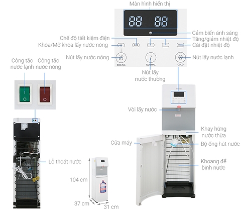 Cây nước nóng lạnh Toshiba RWF-W1830BV(W)