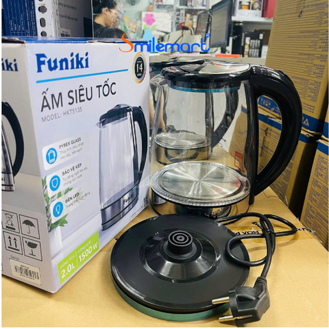 Ấm siêu tốc thủy tinh 2L Funiki HKT5135, bảo hành 14 tháng