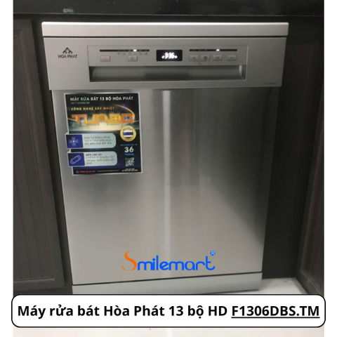 (Bảo hành 36 tháng) Máy rửa bát 13 bộ Hòa Phát HD F1306DBS.TM 6 chương trình rửa, sấy nhiệt Turbo