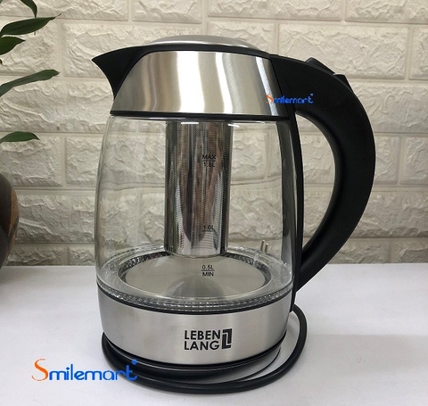 Ấm siêu tốc thuỷ tinh 1,8L Lebenlang LBE2819 (hàng chính hãng)