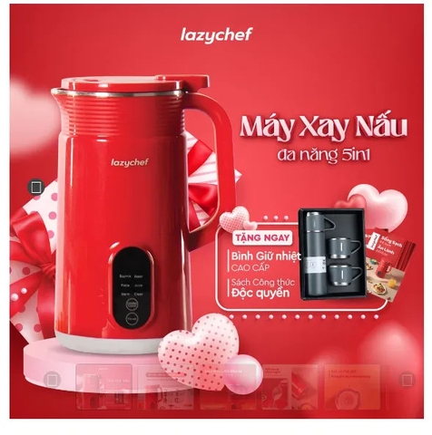 Máy xay nấu đa năng 5 in 1 Lazychef LC-01SH 600ml + Tặng bình giữ nhiệt cao cấp