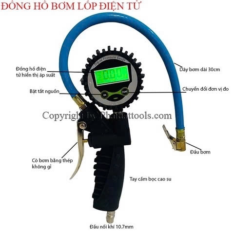 Đồng Hồ Bơm Lốp Điện Tử -Mặt vuông DHBL-DT02V
