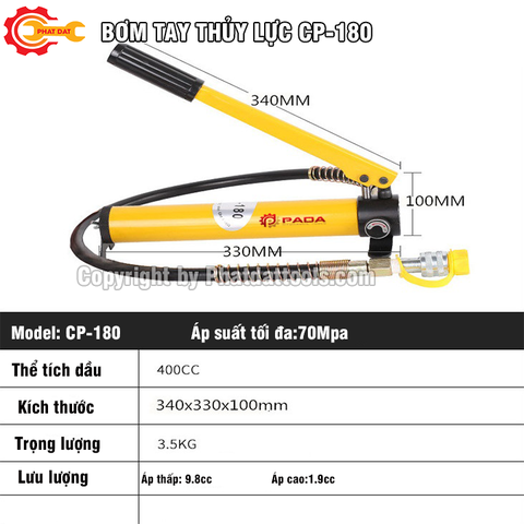 Bơm tay thủy lực CP180 PADATOOLS