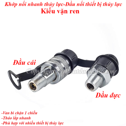 Combo Đầu Đực + Cái Nối Nhanh Thiết Bị Thủy Lực Vặn Ren