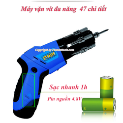 Máy khoan vặn vít đa năng HAITI 4.8V 47 chi tiết