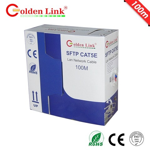 Cáp mạng Golden Link SFTP Cat 5e Premium Chống Nhiễu (màu xanh dương/100m)