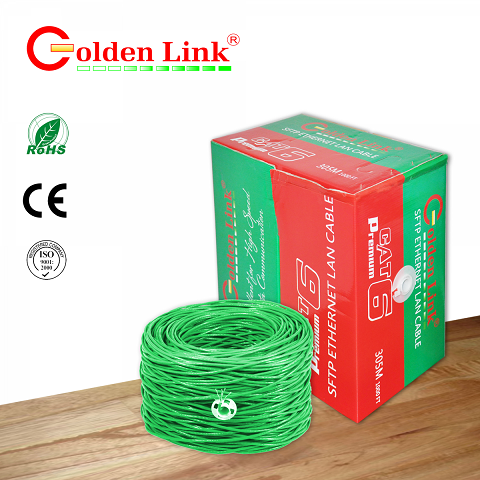Cáp mạng Golden Link SFTP Cat 6 Premium Chống Nhiễu(màu xanh lá)