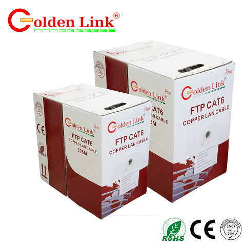 Cáp mạng Golden Link plus FTP Cat 6 Đồng Nguyên Chất Chống Nhiễu(màu trắng)