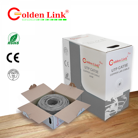 Cáp mạng Golden Link plus UTP Cat 5e Đồng Nguyên Chất (màu xám)
