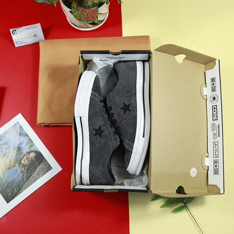 Converse One star thấp cổ da lộn đen ̣(ship - store) CTDD052