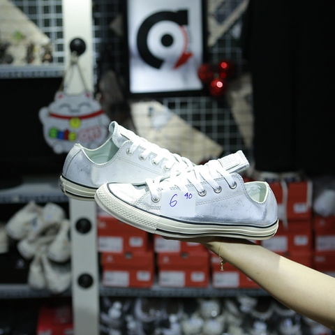 Outlet Converse rubber thấp cổ da ghi COUT040