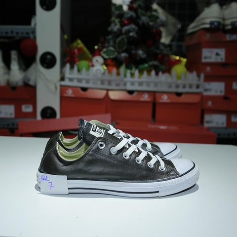 Outlet Converse classic thấp cổ da đen COUT122