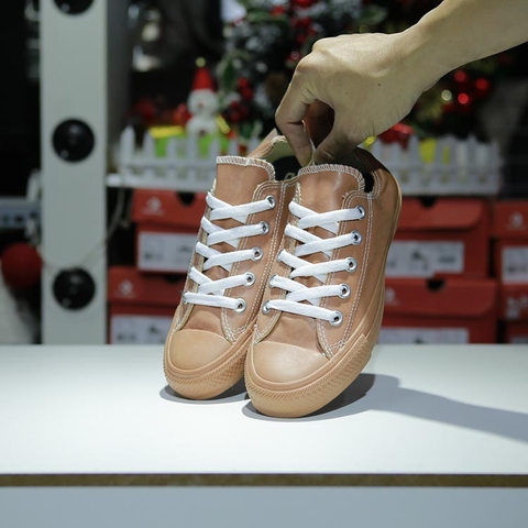 Outlet Converse rubber thấp cổ da nâu COUT142