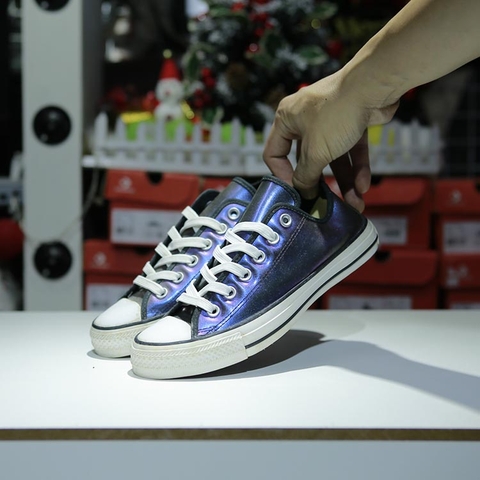 Outlet Converse rubber thấp cổ da tím COUT152