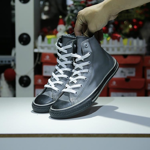 Outlet Converse rubber cao cổ da xám COUT154