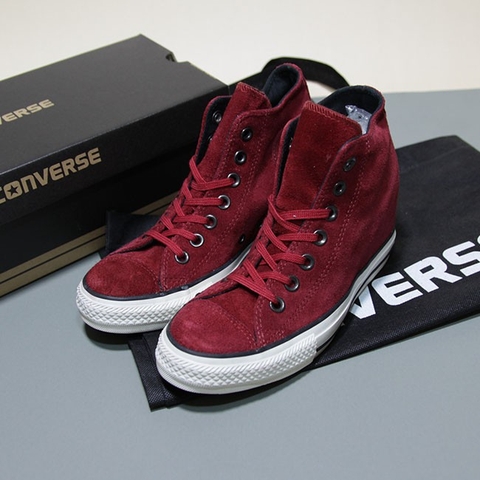 Outlet Converse cao cổ da lộn đỏ đô - độn đế CCDD010