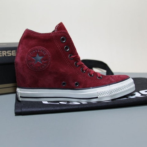 Outlet Converse cao cổ da lộn đỏ đô - độn đế CCDD010