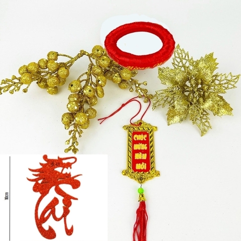 Combo phụ kiện dát dừa chữ PHÁT RỒNG ĐỎ
