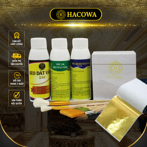 Combo 500 lá K giòn Hacowa kèm keo 24k làm gỗ, đồng