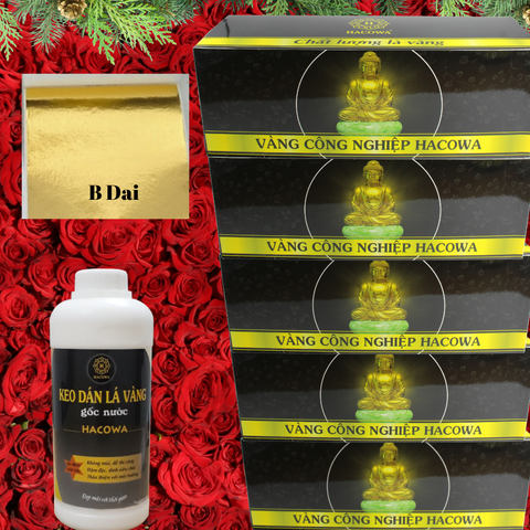 Combo 12500 lá vàng B dai Hacowa kèm 1kg keo nước