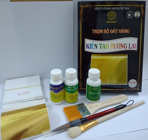 Combo 100 lá vàng kèm keo pu, bút chổi (S7 cước, thỏ S3.9, nhọn S6)