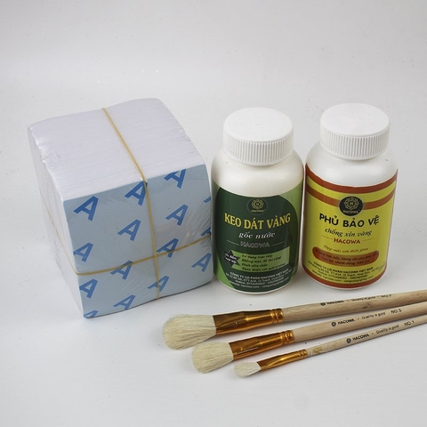 COMBO 1000 LÁ NHẬT KÈM KEO PHỦ BÚT CHỔI DÁT HOA QUẢ, THẠCH CAO