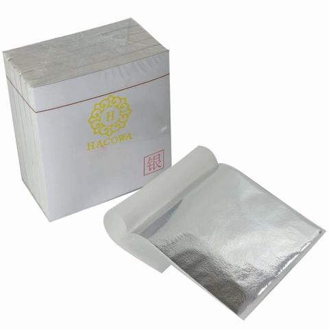 Combo 500 lá bạc kèm keo, phủ dụng cụ dát vàng cho xi măng, thạch cao, hoa quả