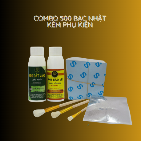 Combo 500 lá Bạc Nhật kèm đủ keo, phủ phụ kiện dành cho hoa quả, xi măng