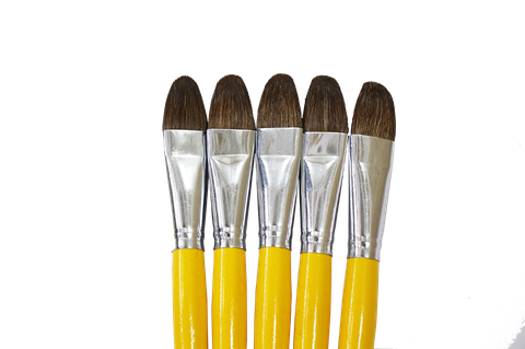 Bút lông sói cán vàng đầu bằng -S12