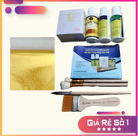 Combo 500 lá vàng KGH kèm keo 24k, phủ 24k, chổi thỏ S3.8, cước S7, đầu nhọn S6