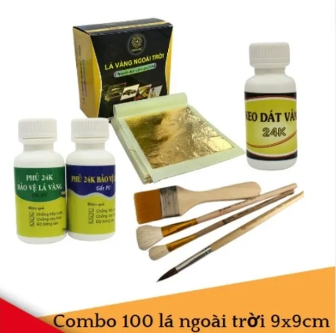 Combo 100 lá ngoài trời khổ 9cm kèm keo 24k bút chổi