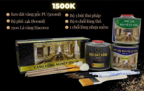 Combo 2500 lá B giòn hacowa + 500ml keo pu +800ml phủ 24k +3 bút thư pháp + 6 chổi thỏ (S2.4.6.8.9.10)+1 cước S7