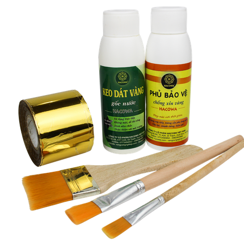 Combo 1 cuộn vàng 4cmx120md kèm phụ kiện dát gỗ, nhựa, kim loại