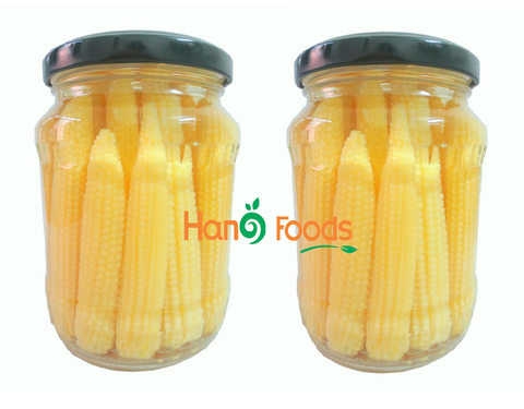 Baby corn in glass jar