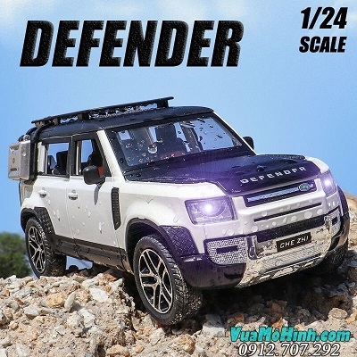Mô hình xe ô tô Land Rover Defender tỉ lệ 1:24 kim loại mở được cửa